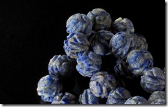 Chinese carved lapis shou beads